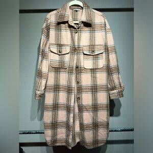 Long Flannel Button Up Jacket